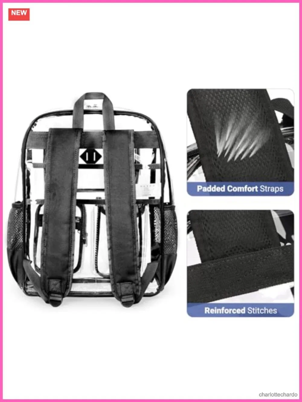 Clear Backpack, Heavy Duty Transparent Bookbag for School Work College